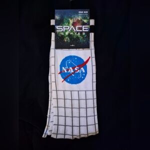 NASA White Grid Crew Socks